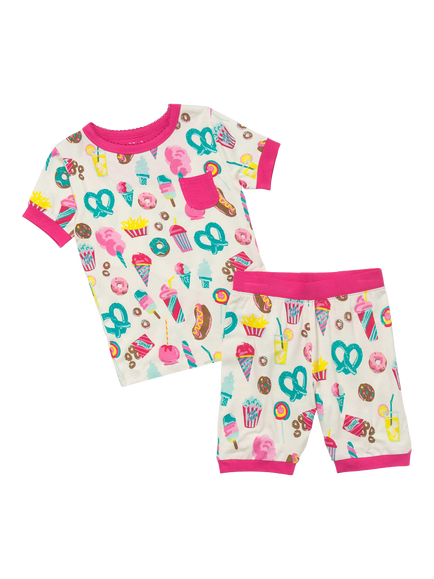 Haltey Kids' Carnival Treats Bamboo Short Pyjama Set, Tender Yellow, Tender Yellow