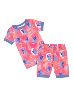 Hatley Kids' Night Fairies Stretch Cotton Short Pajama Set, Pink, Pink