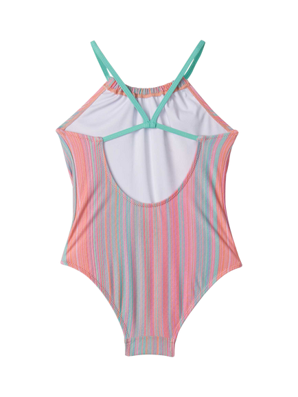 Hatley Kids' Shimmer Stripe Gather Front Swimsuit, Pink - view 2, Pink