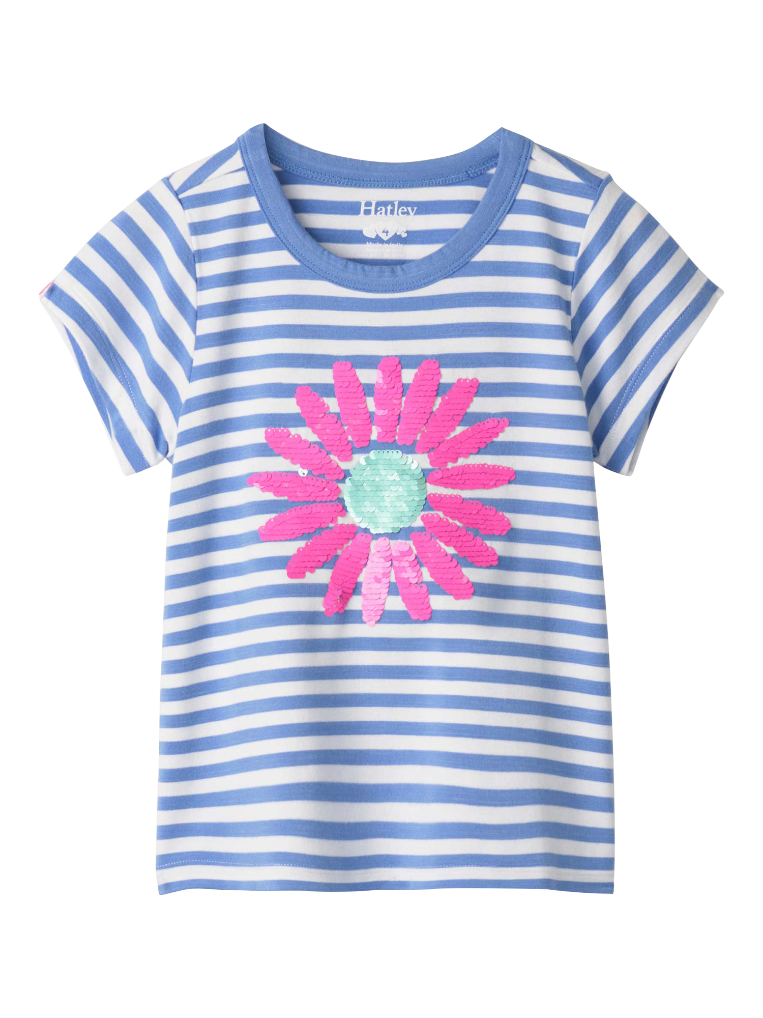 Hatley Kids' Stripes Bamboo T-Shirt, Cornflower Blue