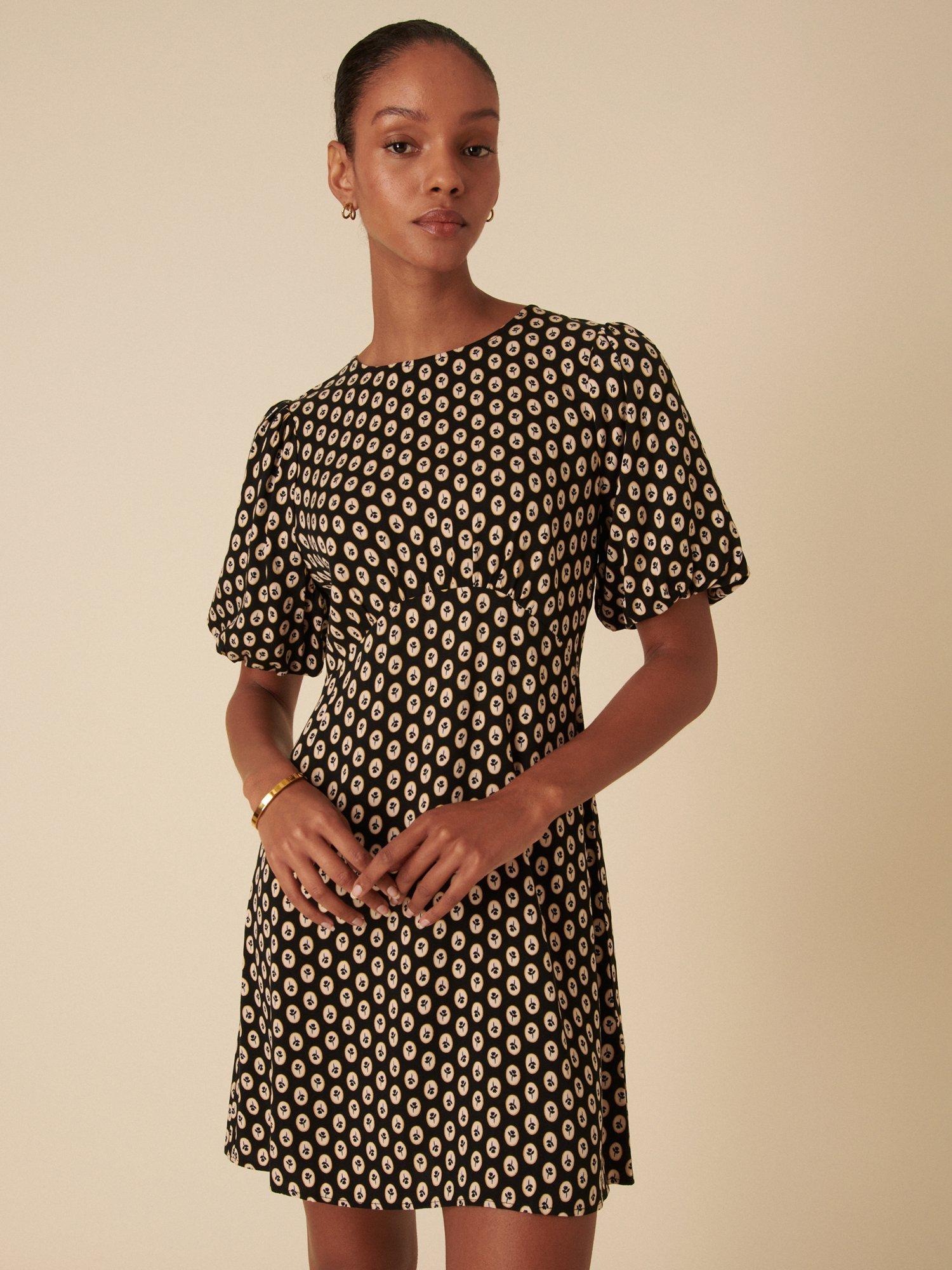 Product image 2 of 5, which shows Nobody's Child Benita Floral Print Mini Dress, Black Vintage Print, 10