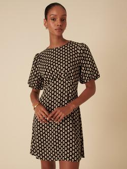 Nobody's Child Benita Floral Print Mini Dress containing LENZING™ ECOVERO™ Viscose - view 2, Black Vintage Print