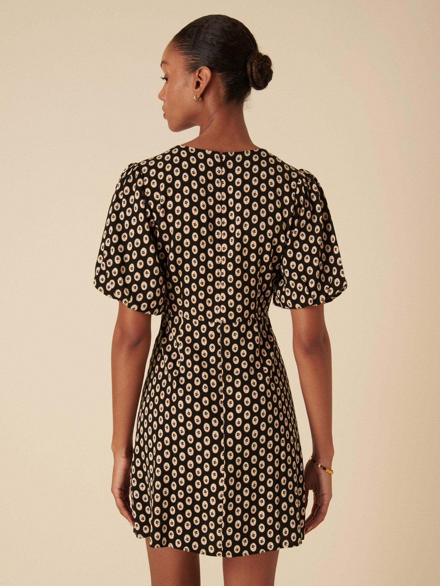 Product image 5 of 5, which shows Nobody's Child Benita Floral Print Mini Dress, Black Vintage Print, 10