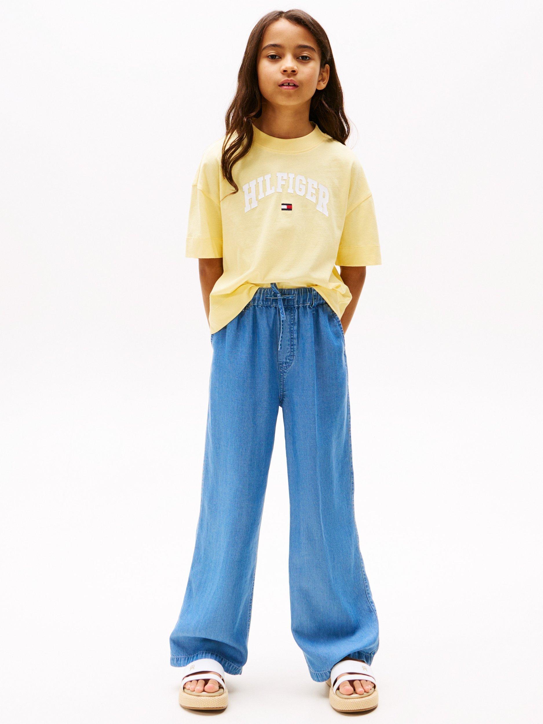 Product image 1 of 6, which shows Tommy Hilfiger Kids' Varsity Arch Cotton T-Shirt, Yellow, 5 years
