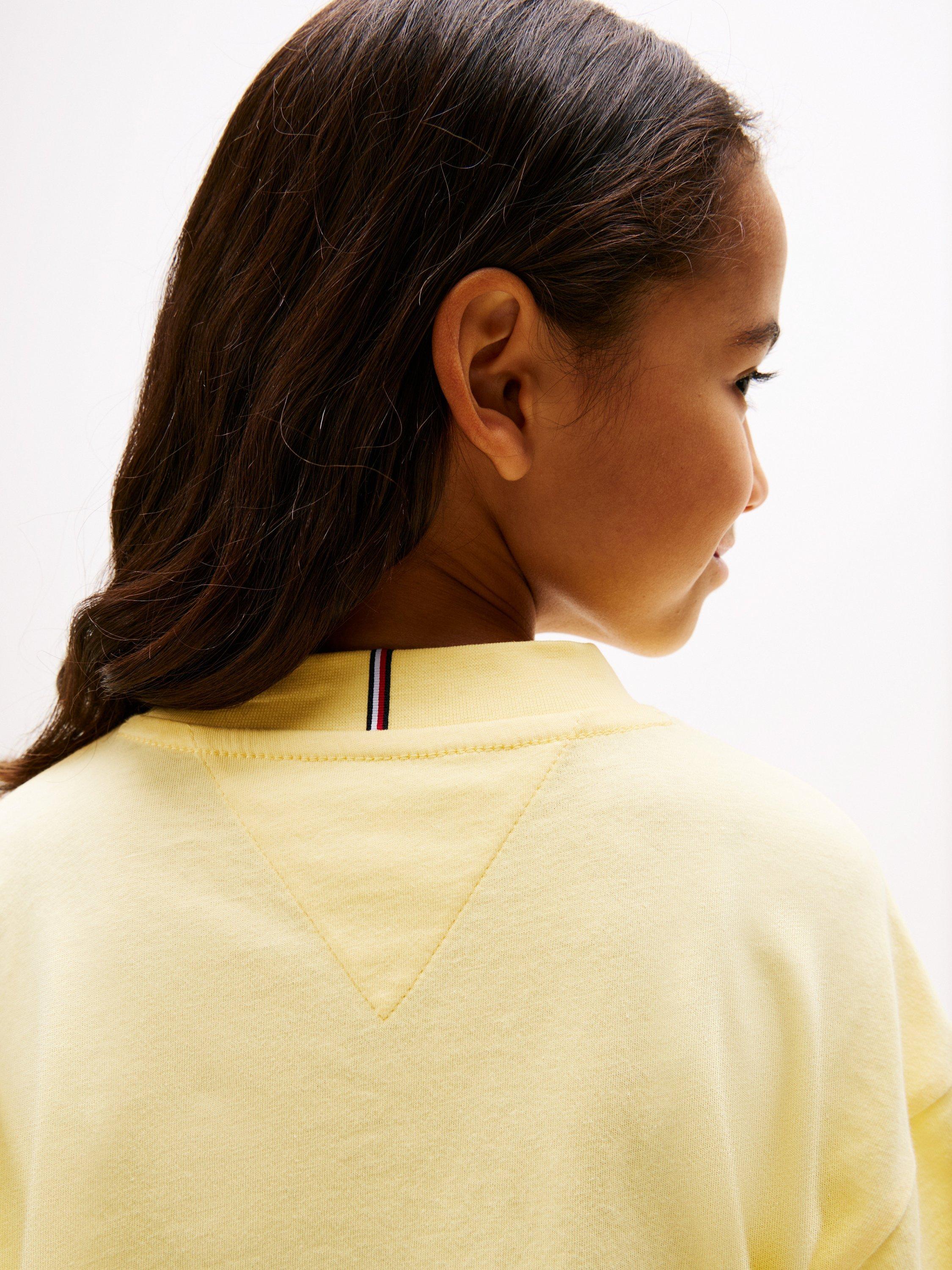 Product image 3 of 6, which shows Tommy Hilfiger Kids' Varsity Arch Cotton T-Shirt, Yellow, 5 years