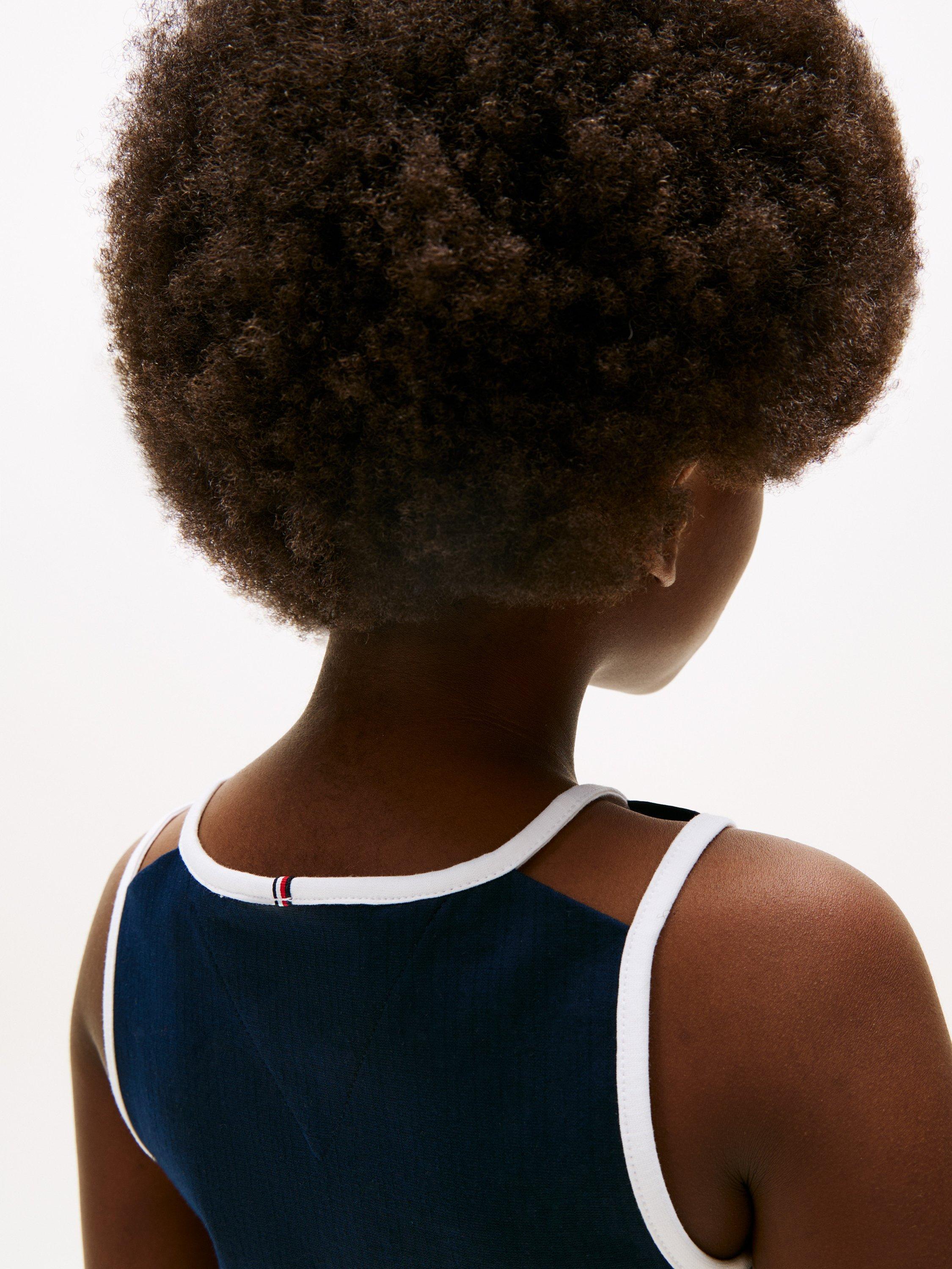 Product image 4 of 4, which shows Tommy Hilfiger Kids' Contrast Binding Skater Dress, Dark Night Navy, 10 years
