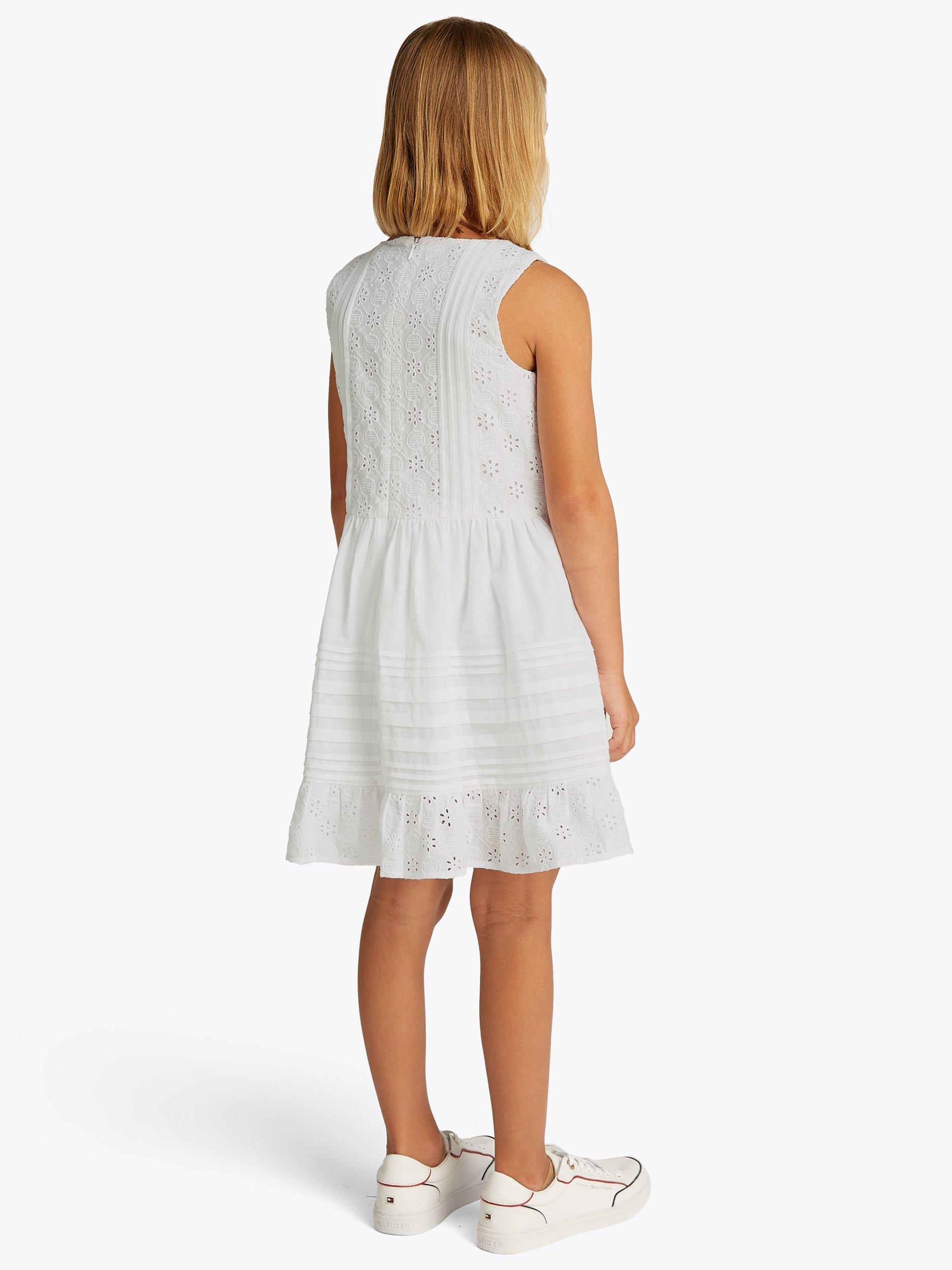 Product image 2 of 6, which shows Tommy Hilfiger Kids' Cotton Broderie Sleeveless Dress, White, 8 years
