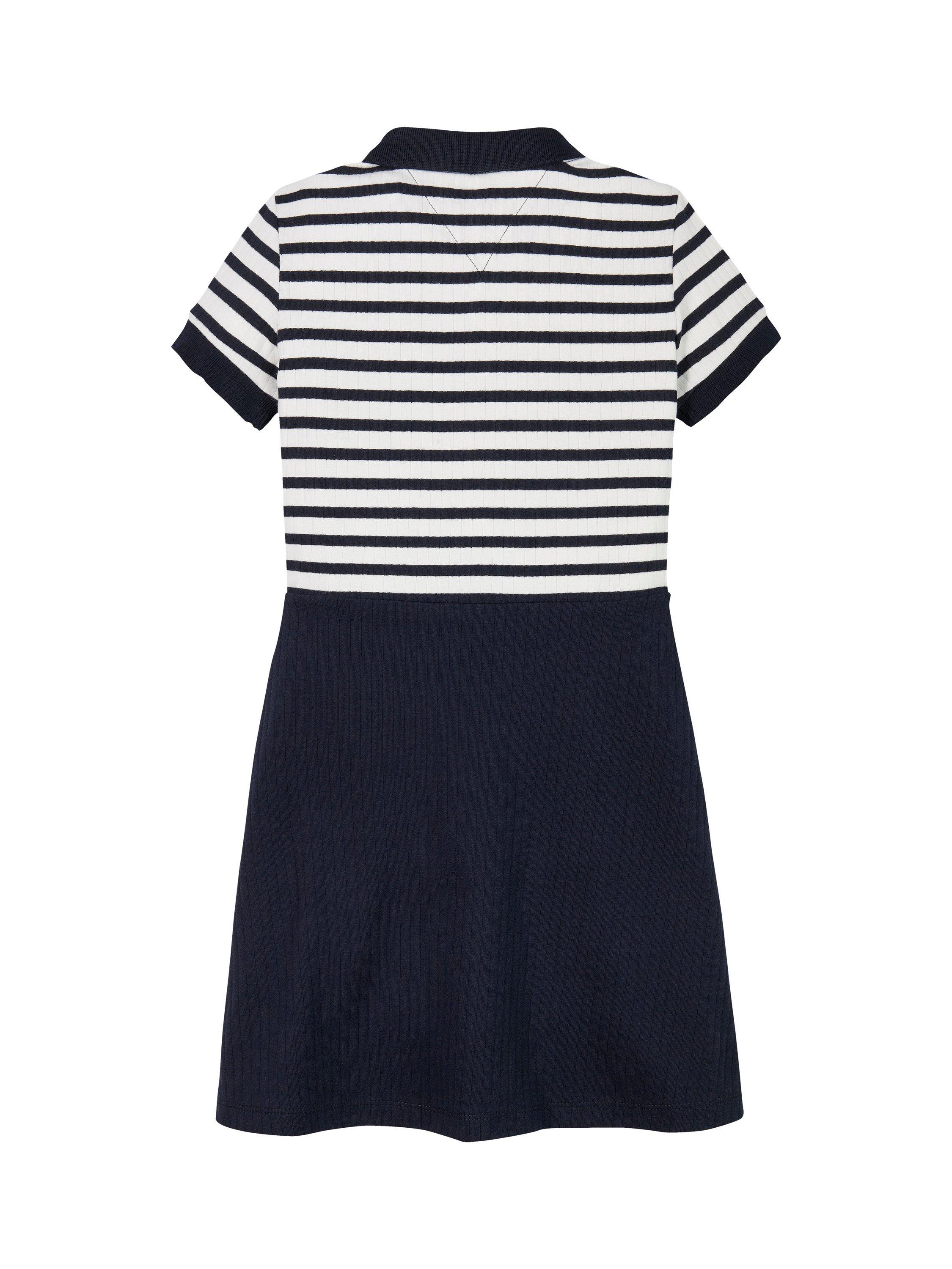 Product image 6 of 6, which shows Tommy Hilfiger Kids' Stripe Polo Skater Dress, Dark Night Navy, 12 years