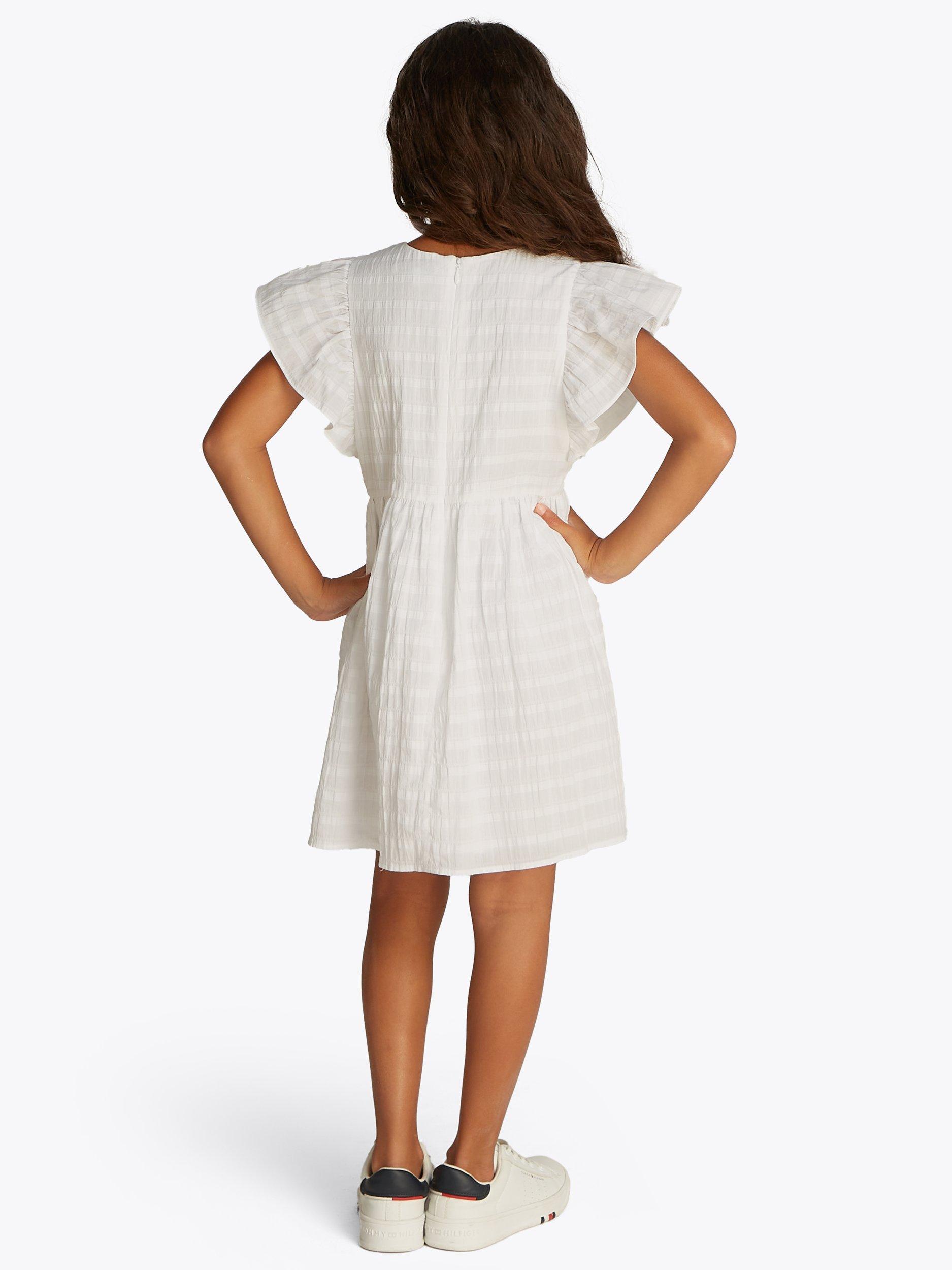 Product image 2 of 6, which shows Tommy Hilfiger Kids' Crinkle Flare Sleeve Dress, White, 8 years