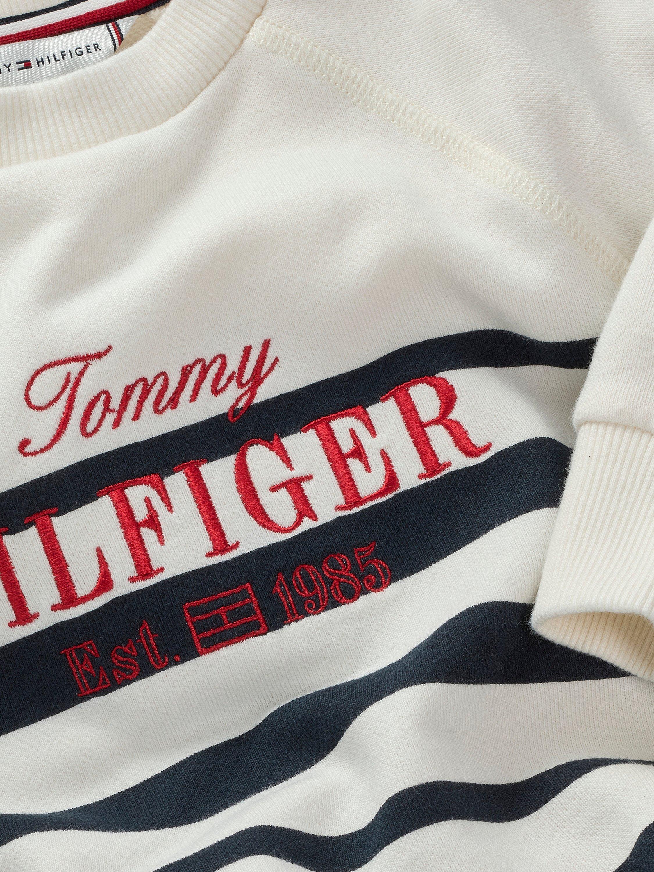 Product image 6 of 7, which shows Tommy Hilfiger Kids' Stripe Logo Sweatshirt, White/Multi, 6 years