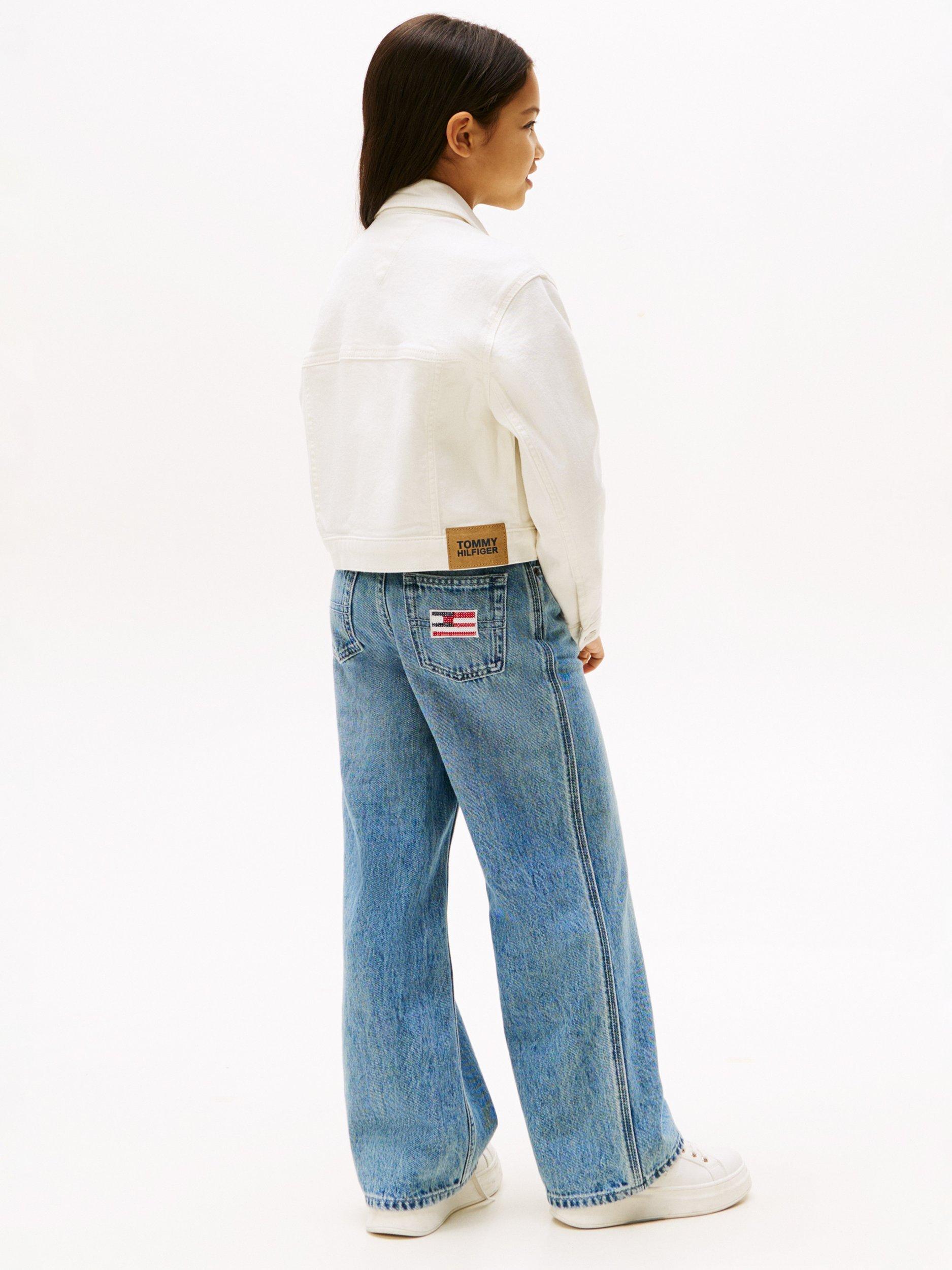 Product image 2 of 6, which shows Tommy Hilfiger Kids' Denim Trucker Jacket, White, 3 years