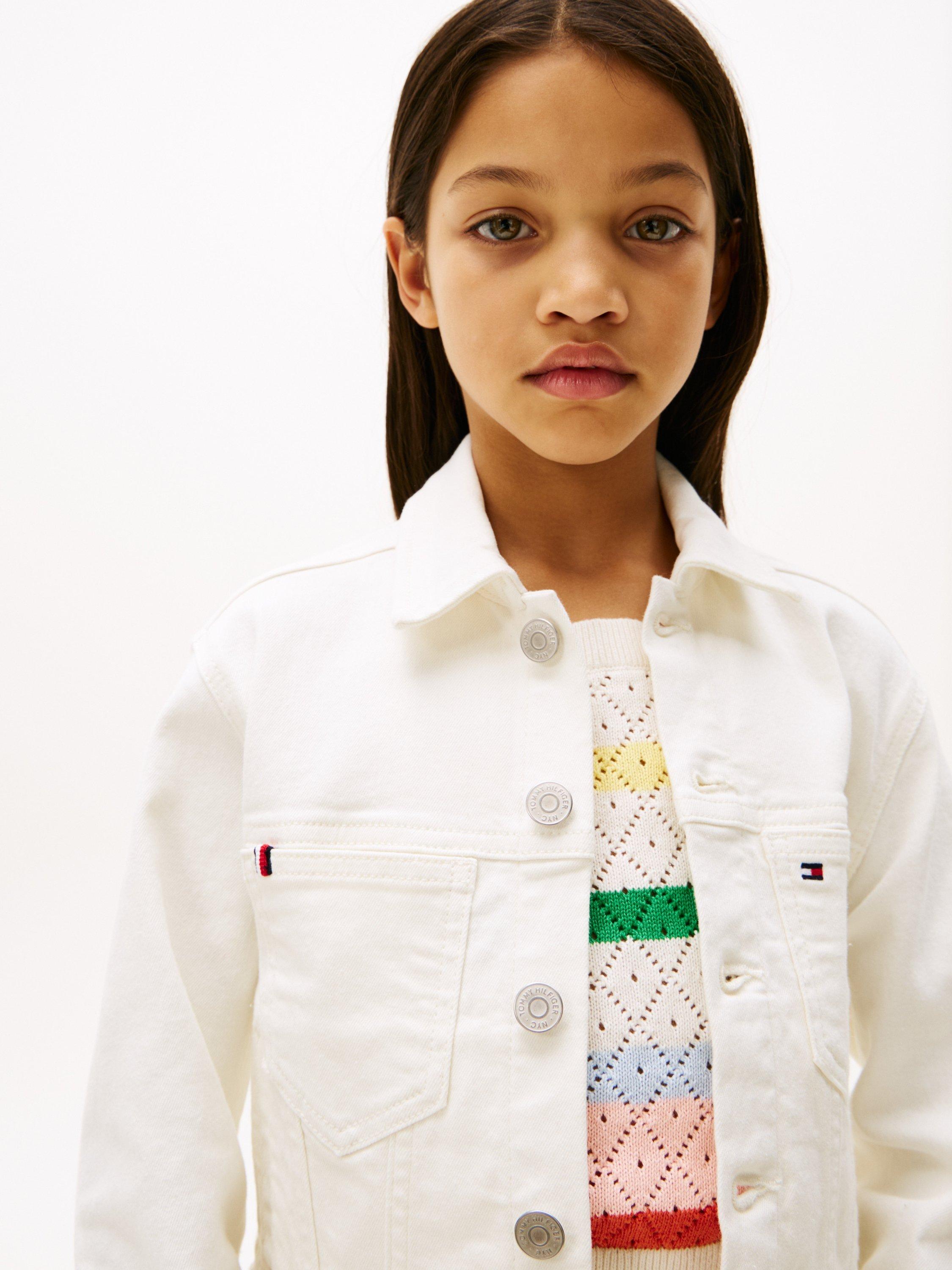 Product image 3 of 6, which shows Tommy Hilfiger Kids' Denim Trucker Jacket, White, 3 years