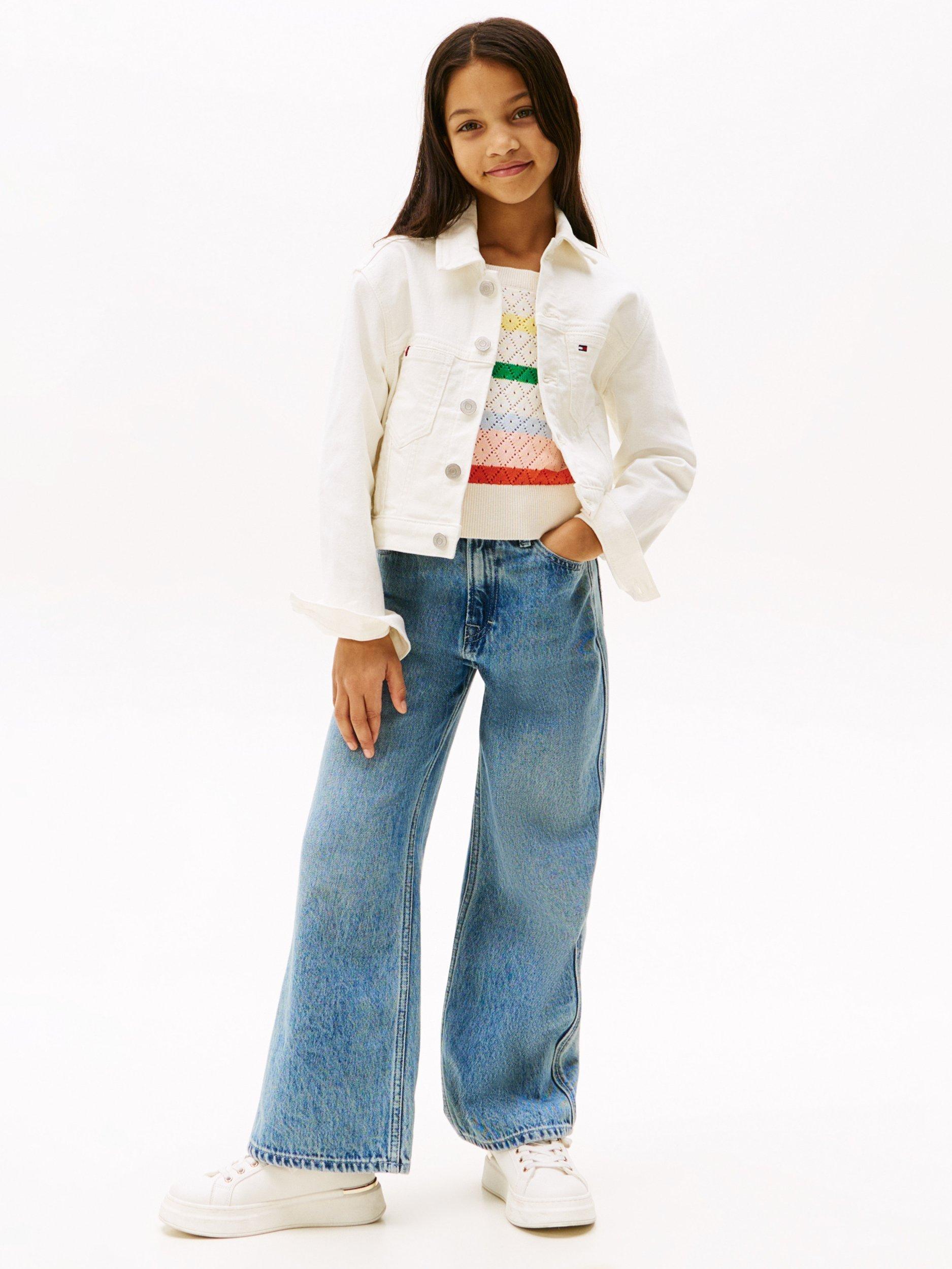 Product image 5 of 6, which shows Tommy Hilfiger Kids' Denim Trucker Jacket, White, 3 years