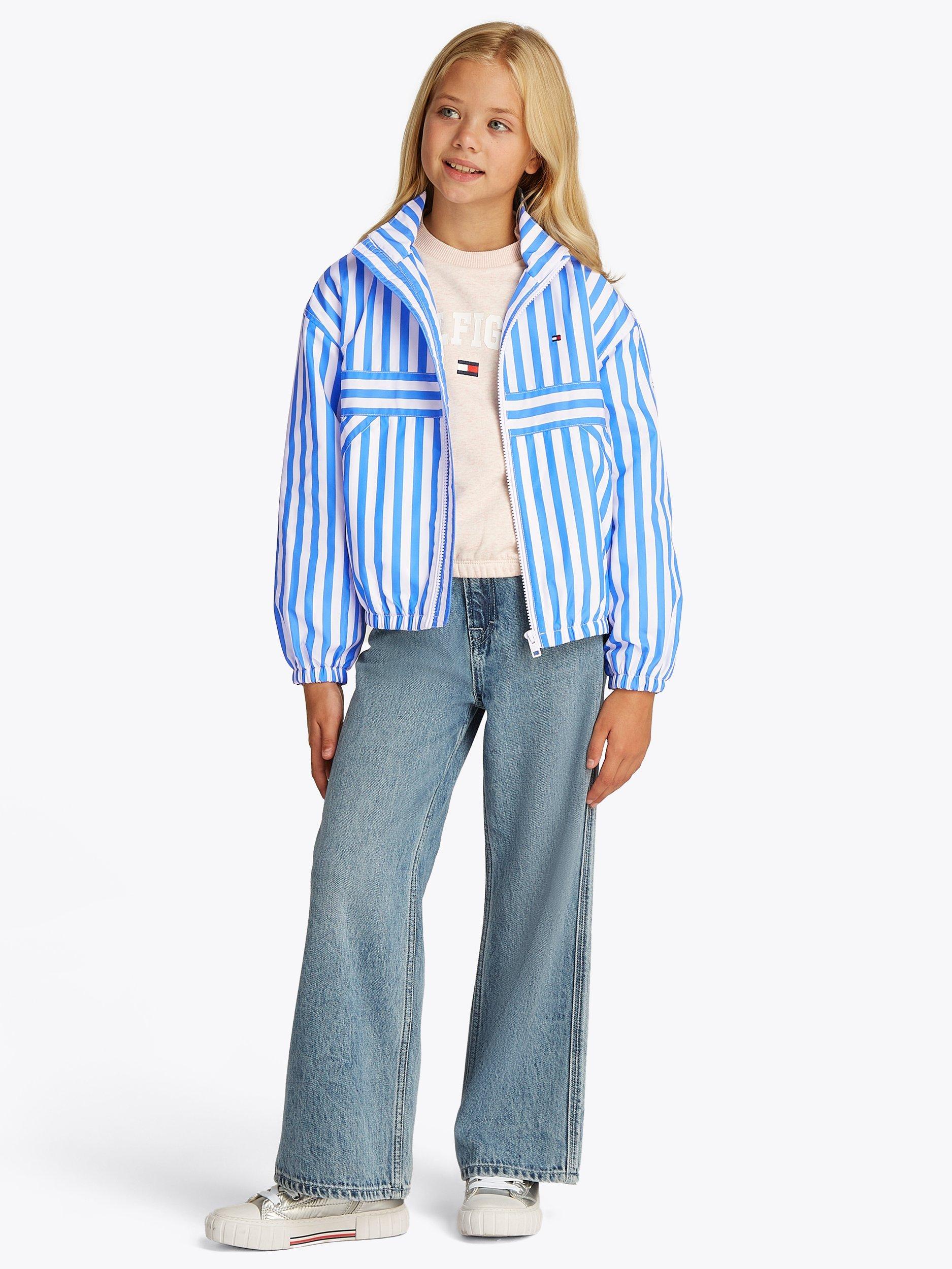 Product image 1 of 7, which shows Tommy Hilfiger Kids' Striped Windbreaker Jacket, Blue Spell Stripes, 4 years