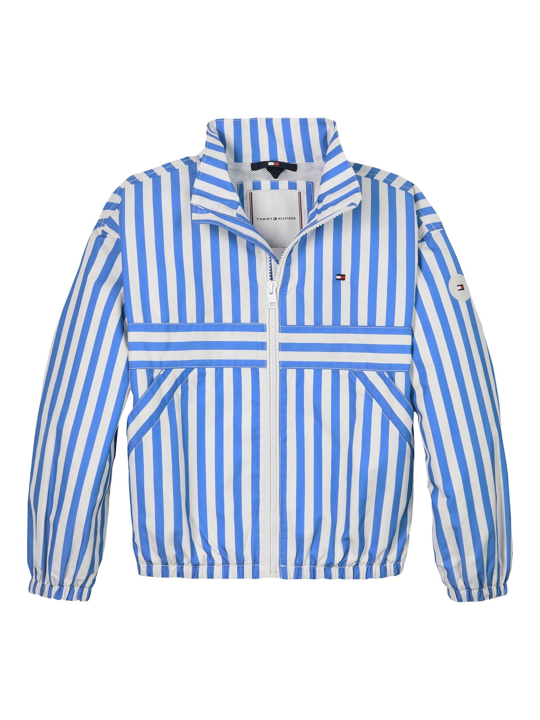 Product image 4 of 7, which shows Tommy Hilfiger Kids' Striped Windbreaker Jacket, Blue Spell Stripes, 4 years