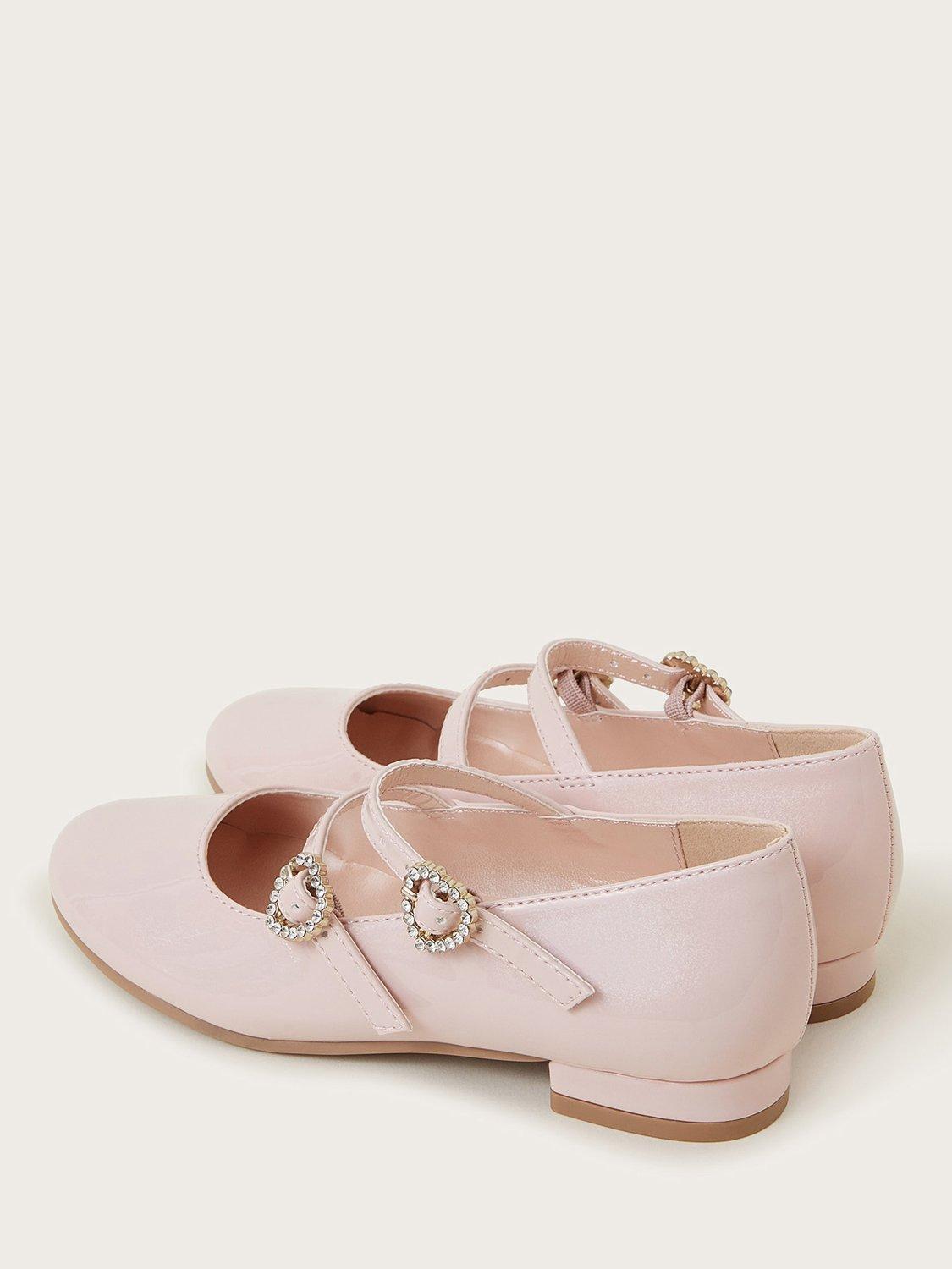 Product image 3 of 3, which shows Monsoon Kids' Patent Double Strap Flat Shoes, Pink, 1