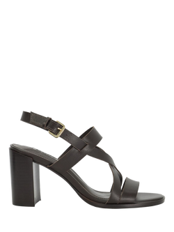 Dune London Juneo Leather Strappy Heeled Sandals, Brown, Brown