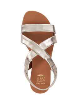 Dune London Landies Wide Fit Metallic Leather Footbed Sandals, Gold - view 2, Gold