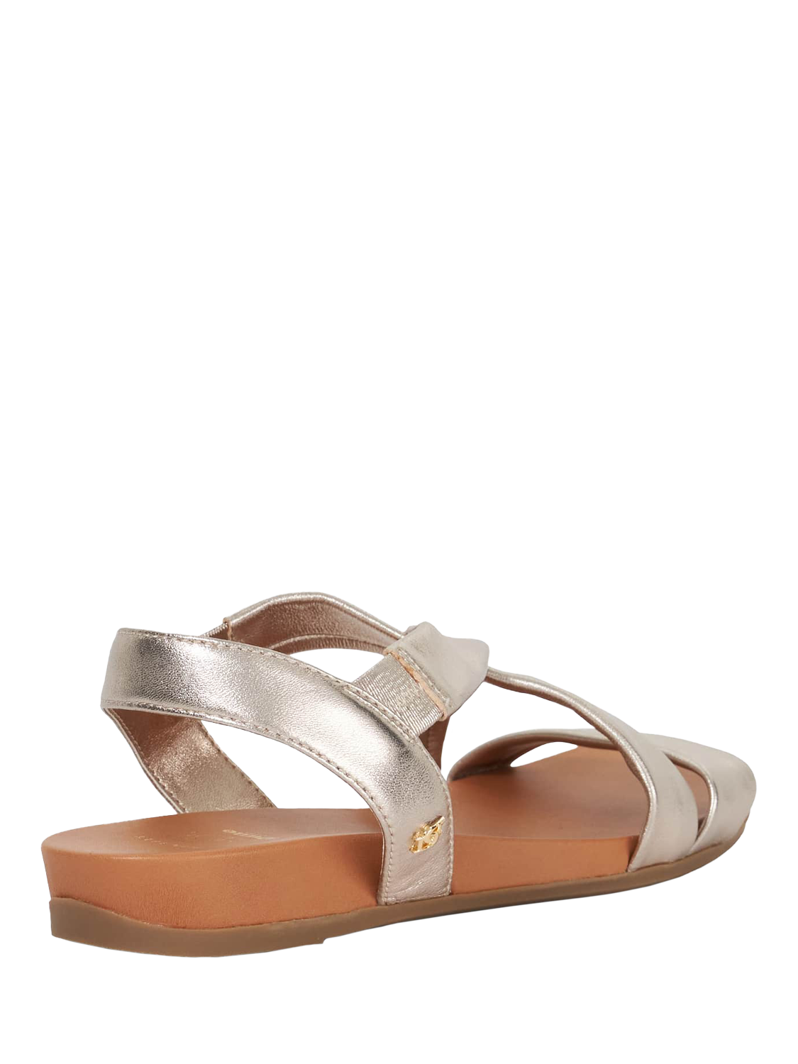 Product image 4 of 5, which shows Dune London Landies Wide Fit Metallic Nubuck Leather Footbed Sandals, Gold, EU36