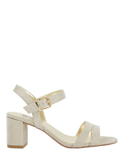 Dune London Merisa Wide Fit Metallic Heeled Sandals, Gold, Gold