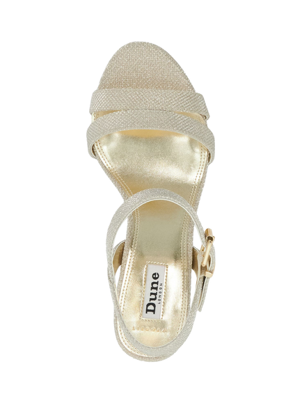 Dune London Merisa Wide Fit Metallic Heeled Sandals, Gold - view 2, Gold