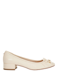 Dune London Amazing Leather Block Heel Ballerina Pumps, Ecru