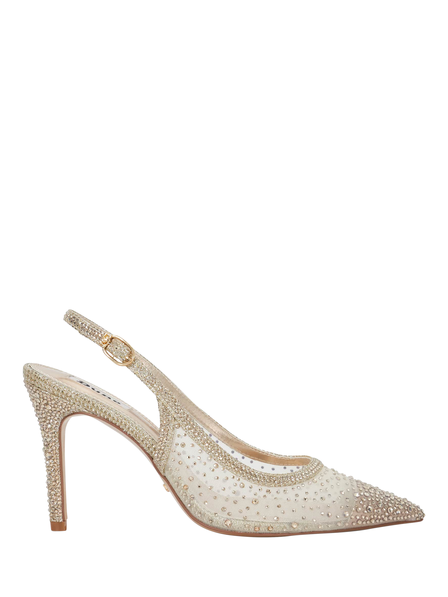 Product image 1 of 6, which shows Dune London Compassionate Embellished Slingback Court Shoes, Gold, EU36