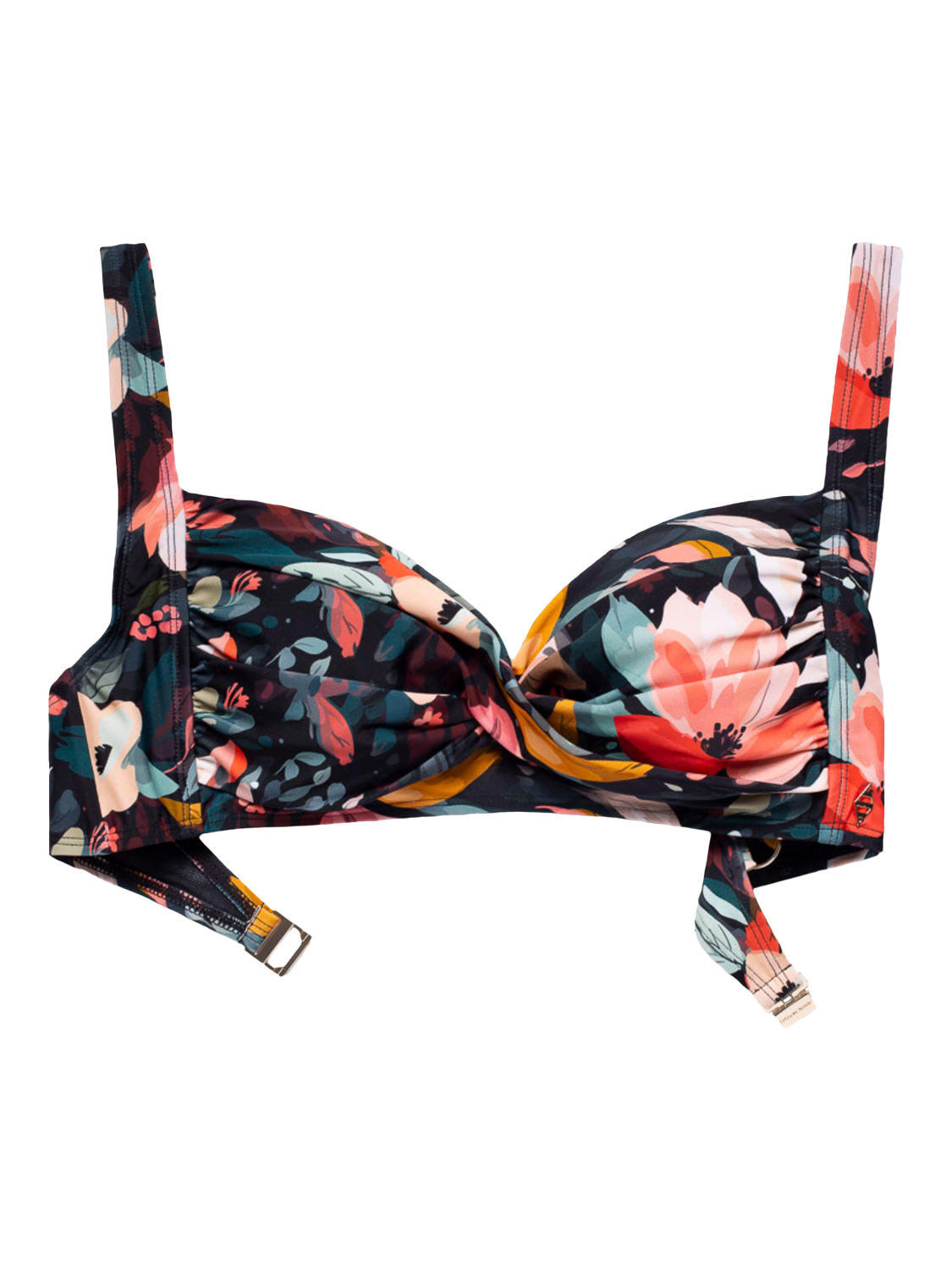 Product image 3 of 5, which shows Panos Emporio Magnolia Medea Bikini Top, Black/Multi, 8