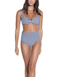 Panos Emporio Chara Wave Stripe Bikini Bottoms, Navy/White