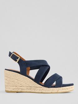L.K.Bennett Mariana Suede Wedge Heel Espadrille Sandals, Navy