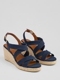 L.K.Bennett Mariana Suede Wedge Heel Espadrille Sandals - view 2, Navy