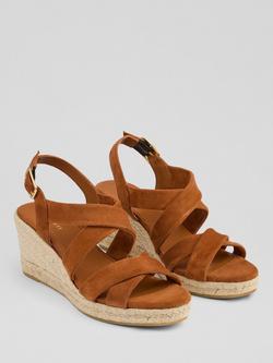 L.K.Bennett Mariana Suede Wedge Heel Espadrille Sandals - view 2, Tan