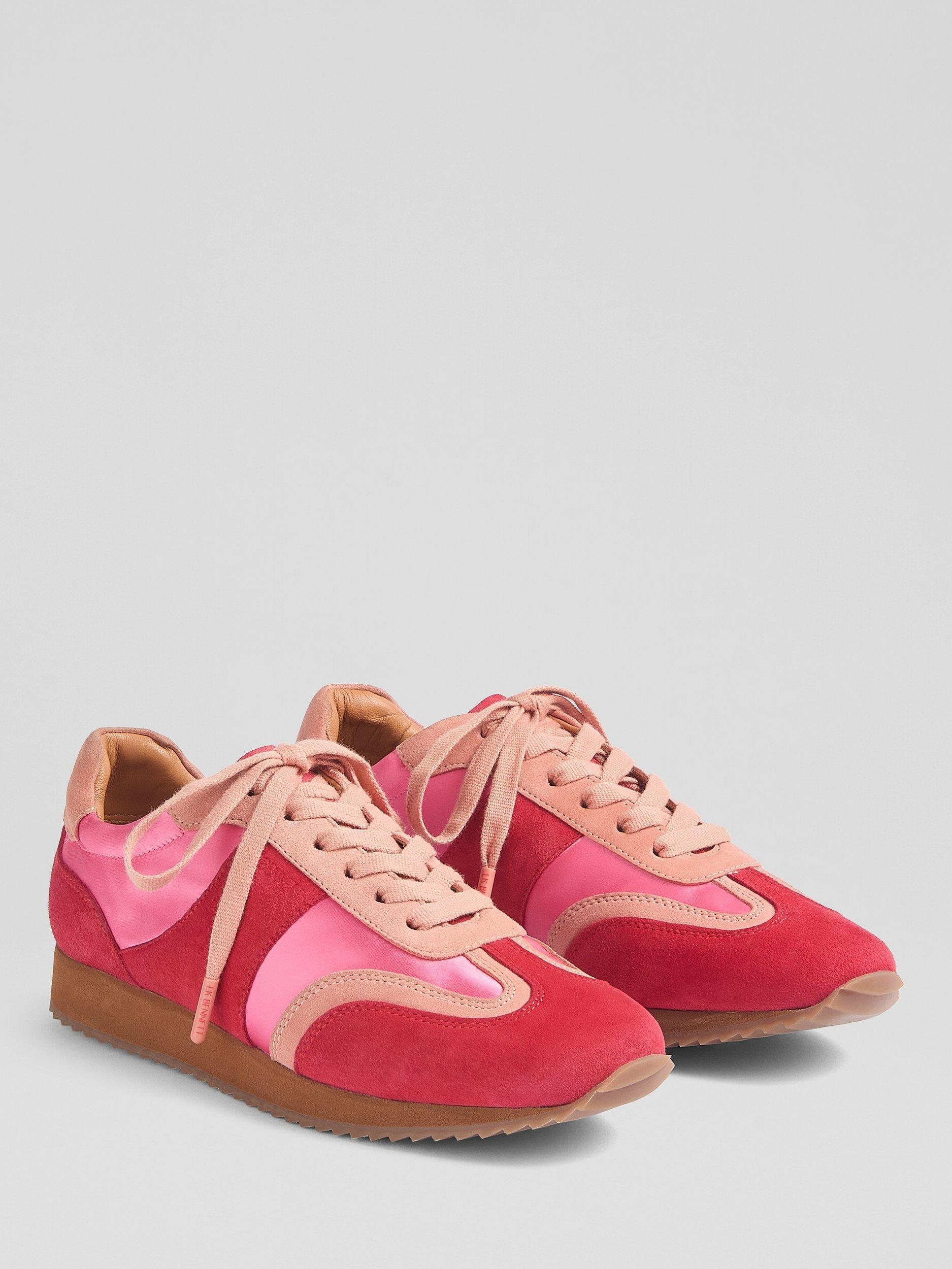 Product image 2 of 4, which shows L.K.Bennett Lkb Sport Runner Suede Trainers, Pink, 2