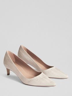 L.K.Bennett Ava Moiré Kitten Heel Court Shoes, Trench - view 2, Trench