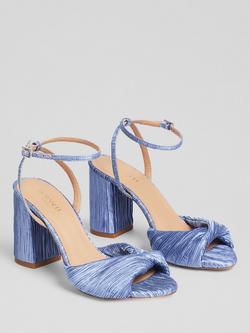 L.K.Bennett Lilith Twist Front Block Heel Sandals, Champagne - view 2, Blue