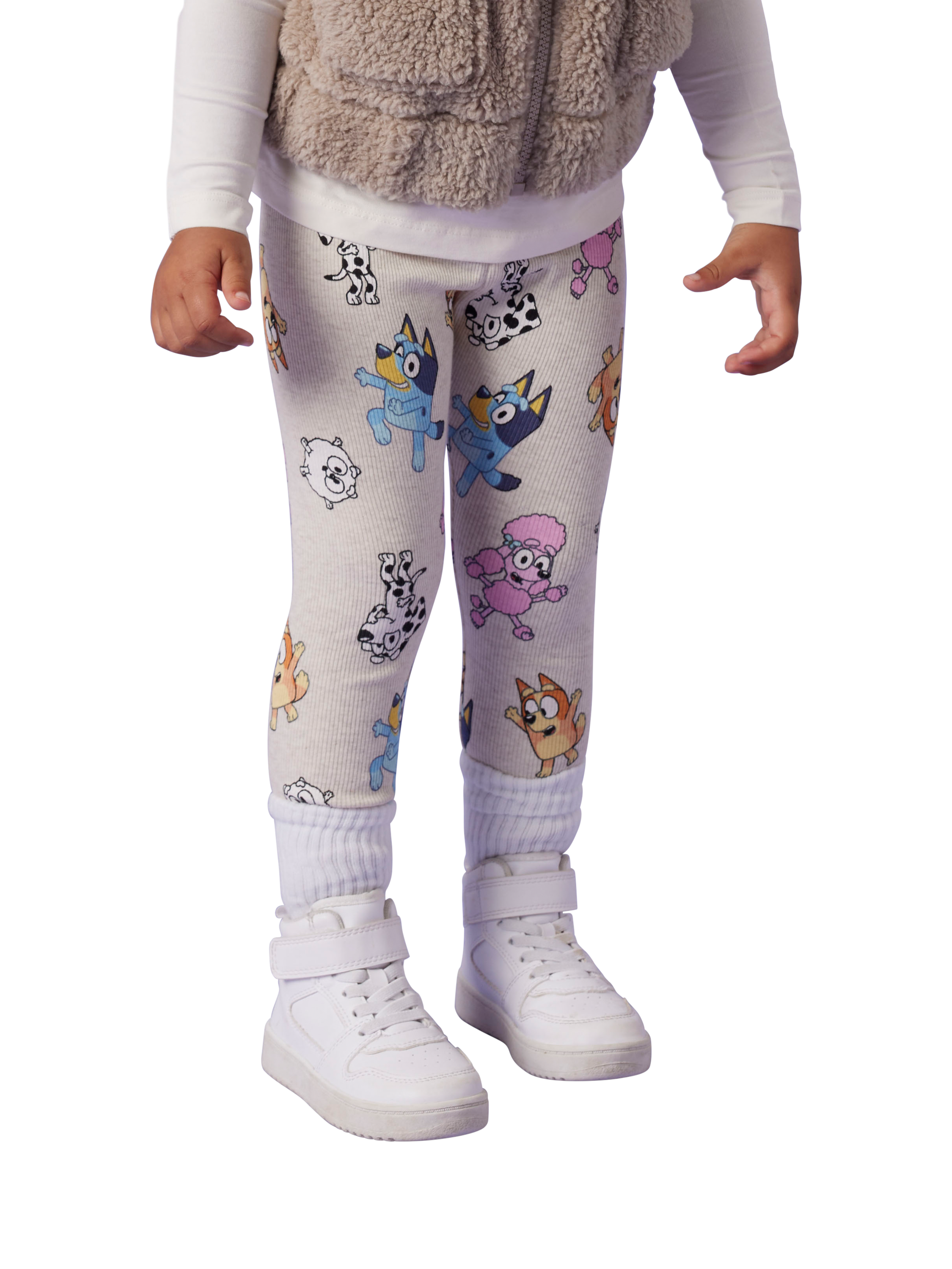Product image 1 of 5, which shows NAME IT Kids' Bluey Leggings, Peyote Melange, 12-18 months