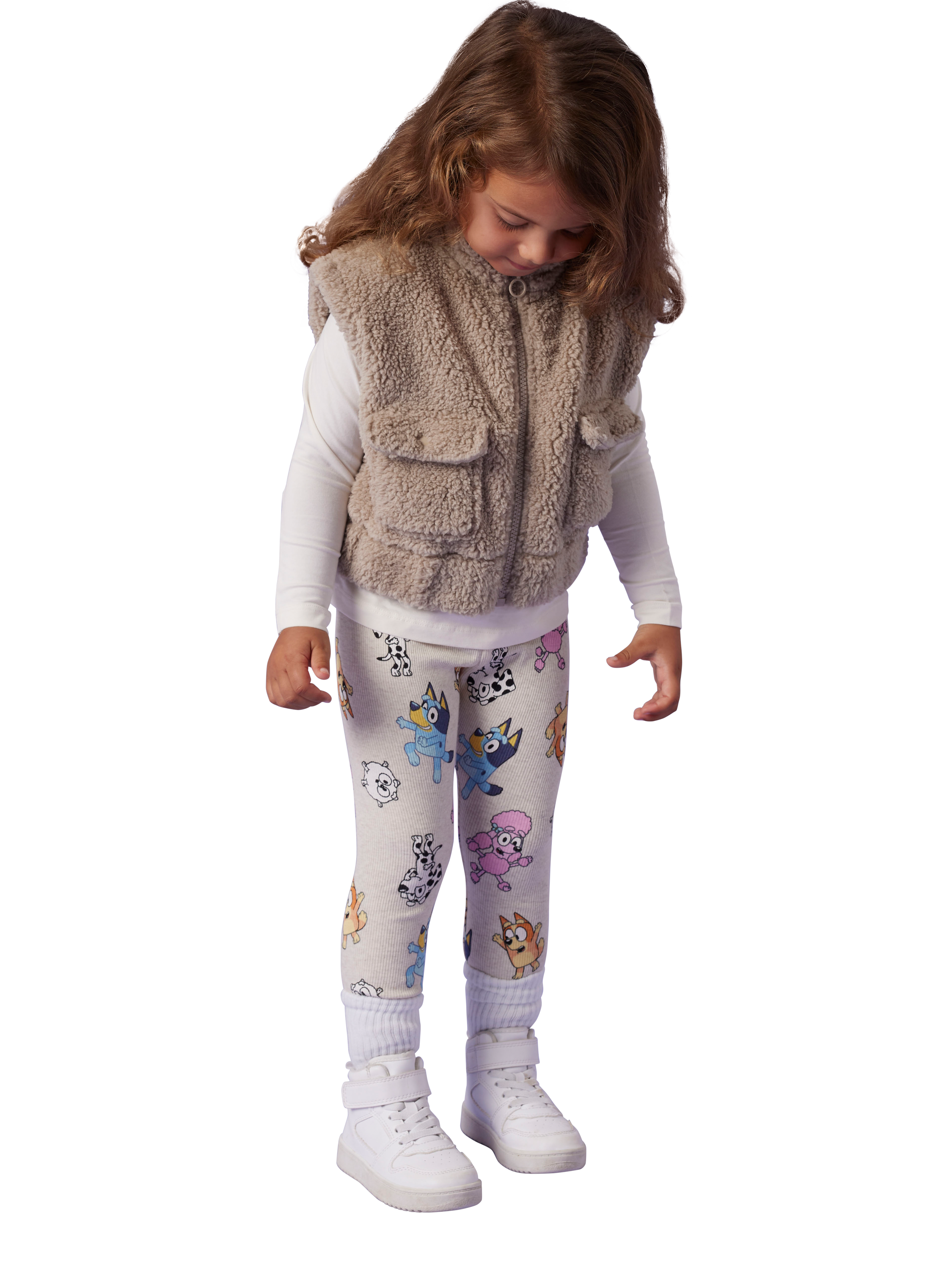 Product image 2 of 5, which shows NAME IT Kids' Bluey Leggings, Peyote Melange, 12-18 months