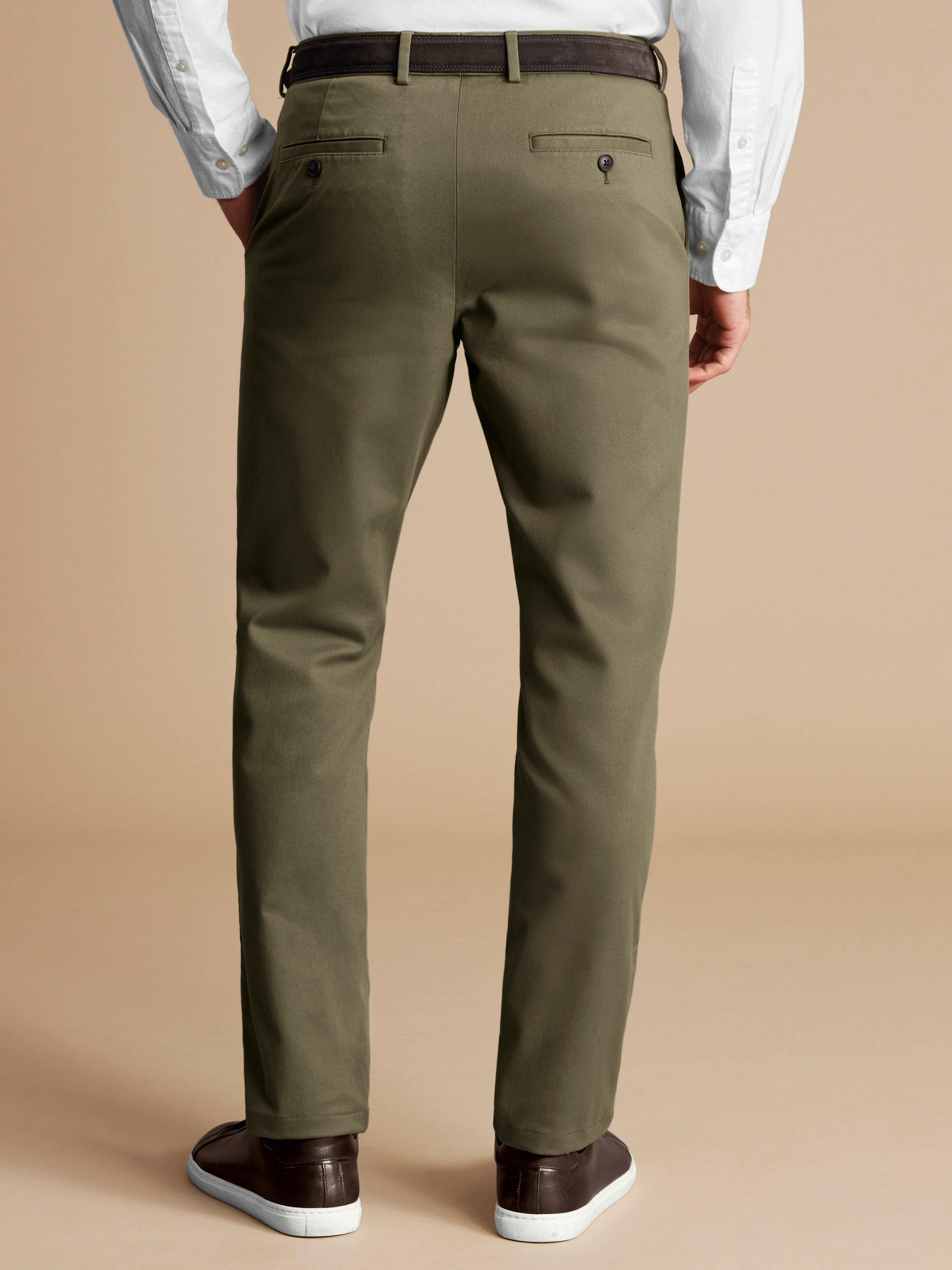 Product image 2 of 5, which shows Charles Tyrwhitt Classic Fit Non-Iron Chino Trousers, Olive Green, 32R
