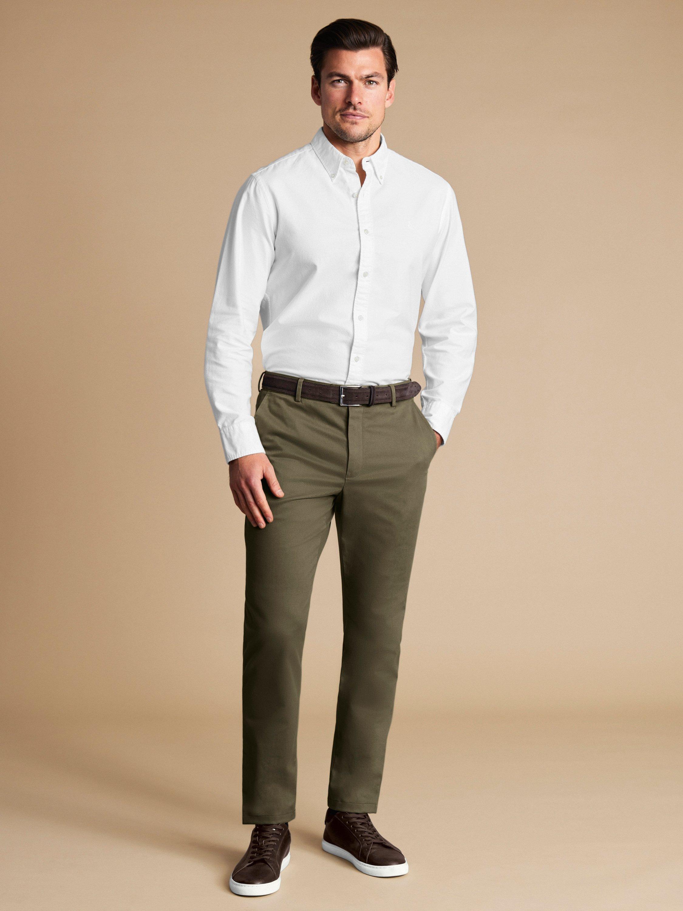 Product image 5 of 5, which shows Charles Tyrwhitt Classic Fit Non-Iron Chino Trousers, Olive Green, 32R