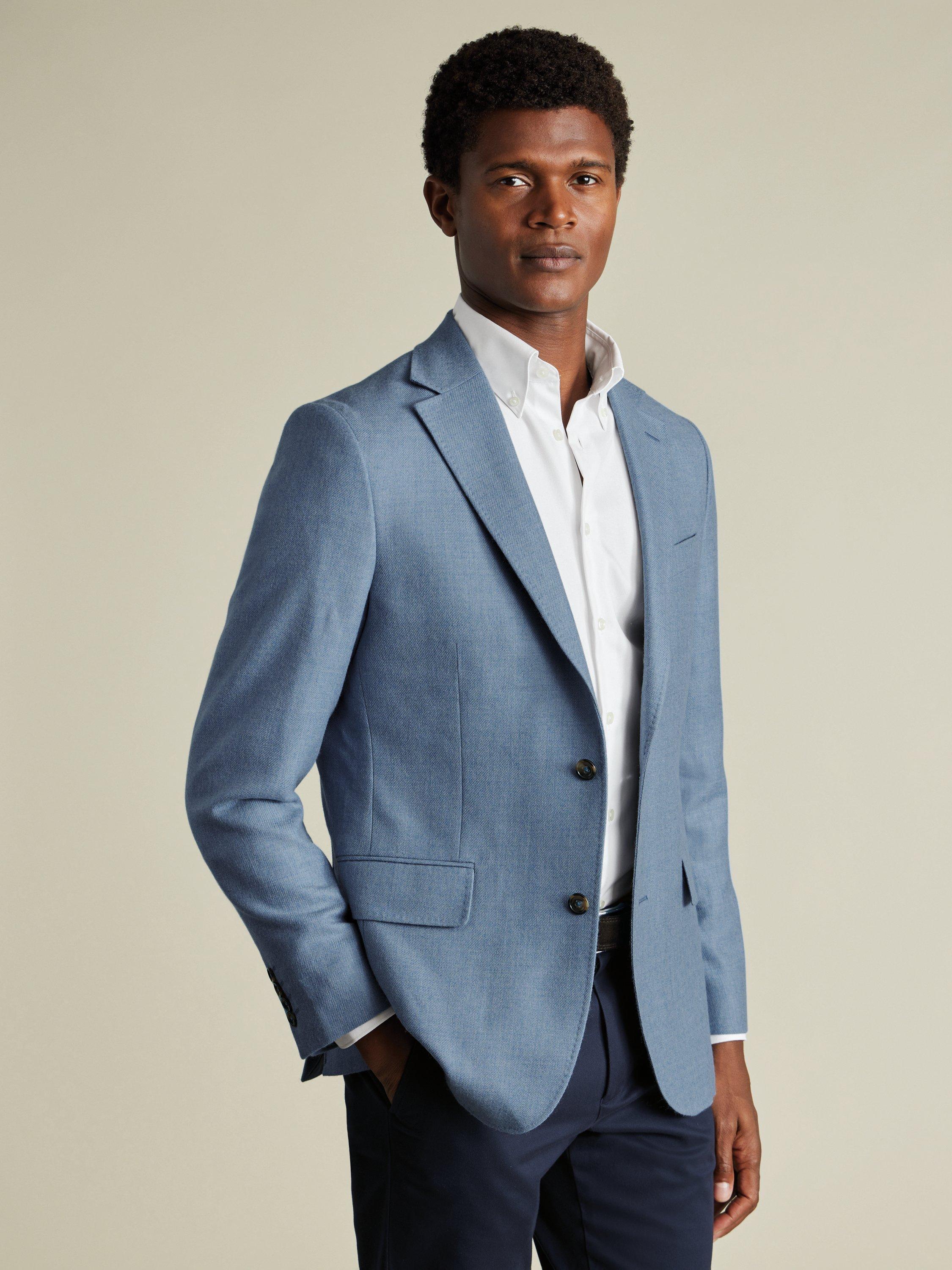 Product image 1 of 5, which shows Charles Tyrwhitt Slim Fit Twill Wool Blazer, Airforce Blue, 38R