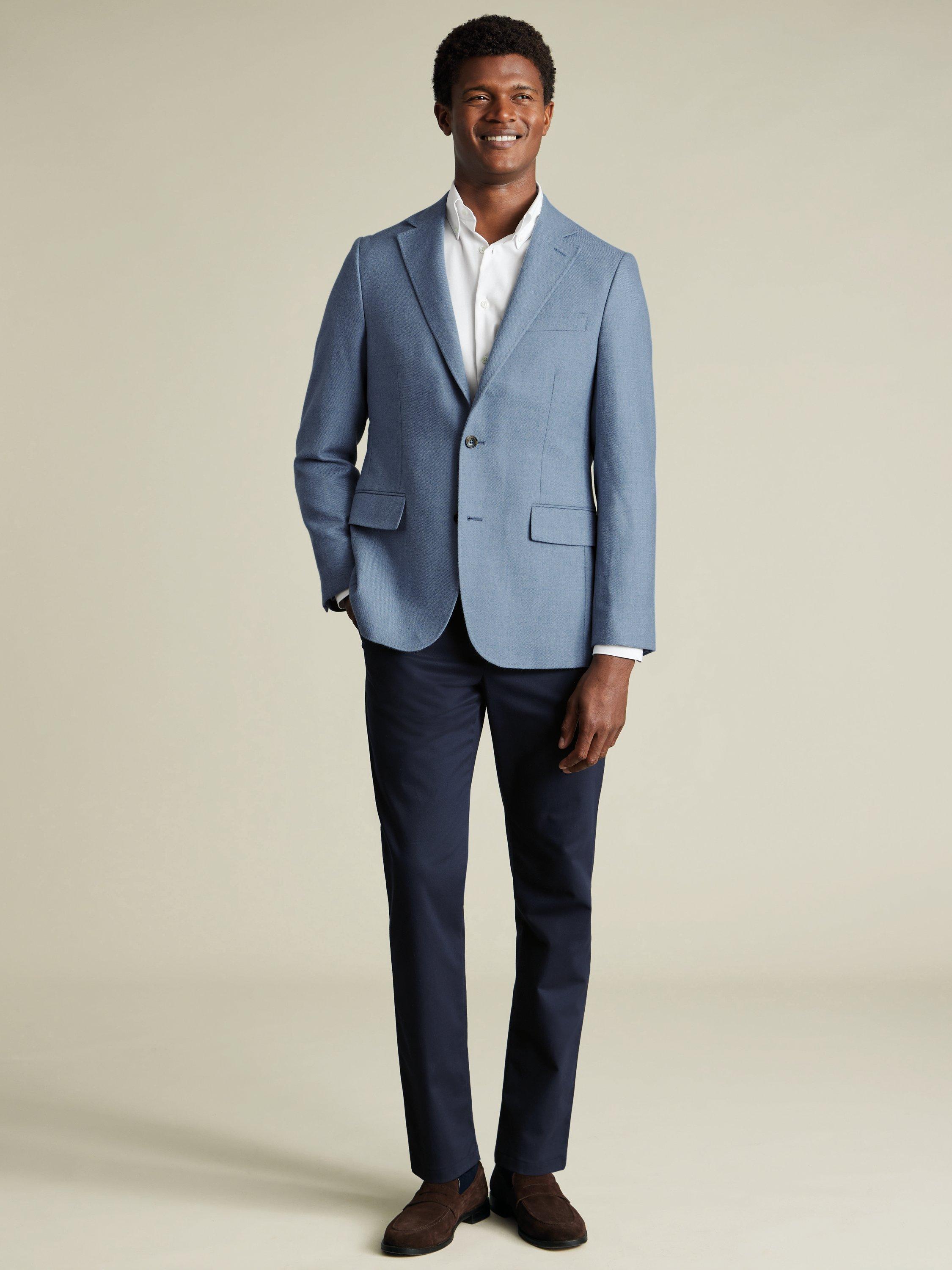 Product image 5 of 5, which shows Charles Tyrwhitt Slim Fit Twill Wool Blazer, Airforce Blue, 38R