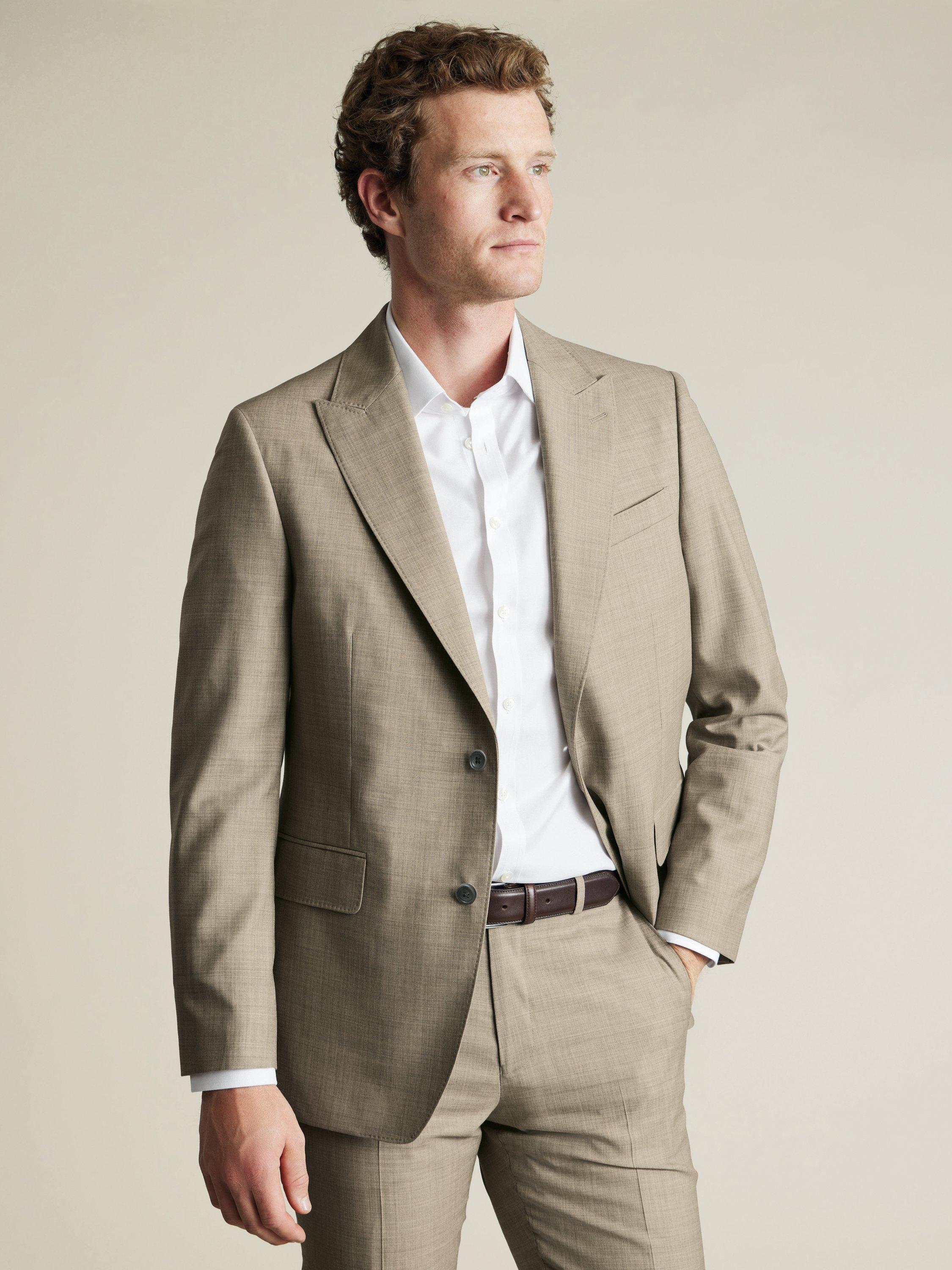 Product image 1 of 5, which shows Charles Tyrwhitt Slim Fit Wool Blazer, Limestone, 38R