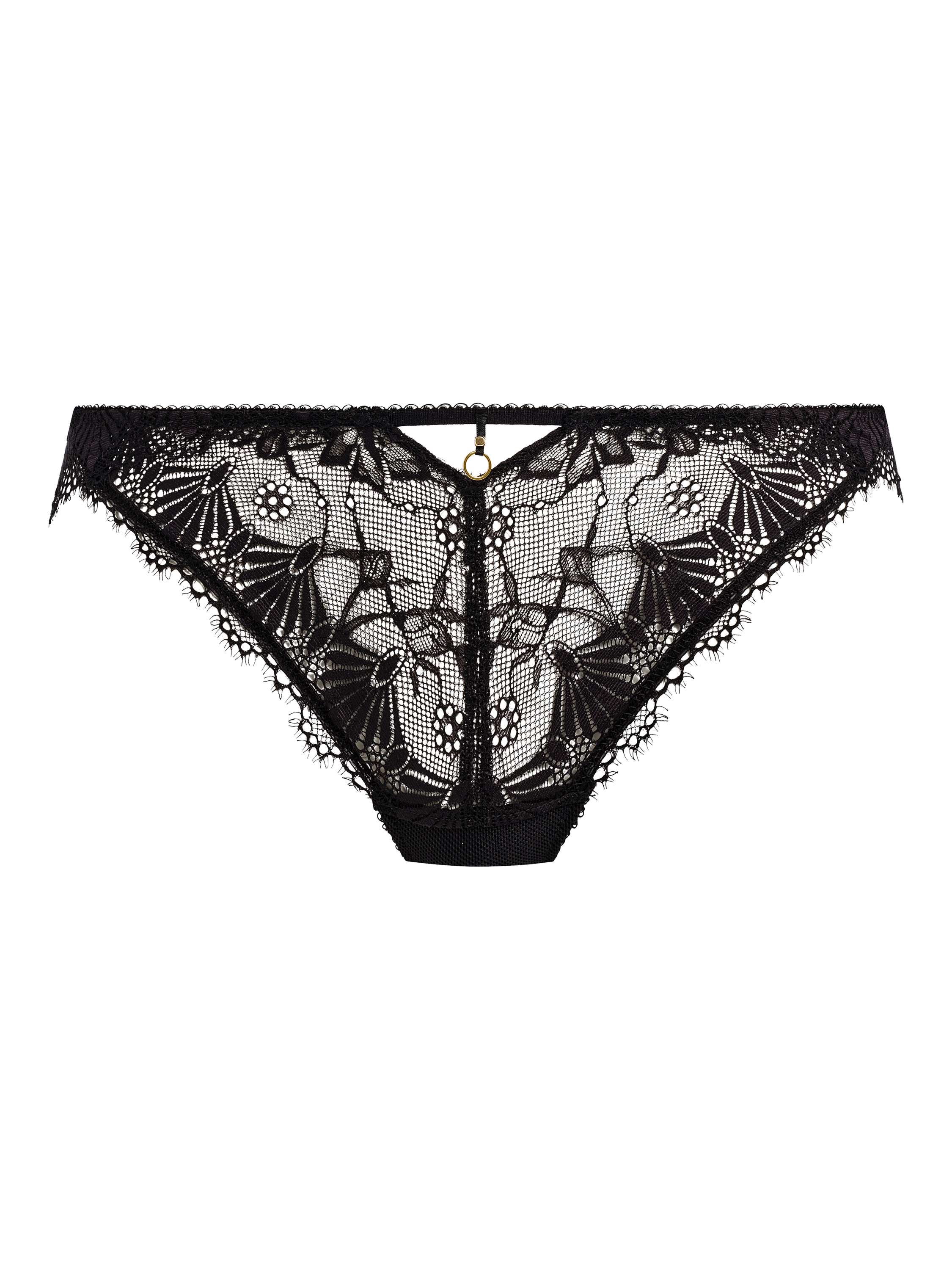 Product image 4 of 4, which shows Freya Fascinate Floral Lace Knickers, Black, S