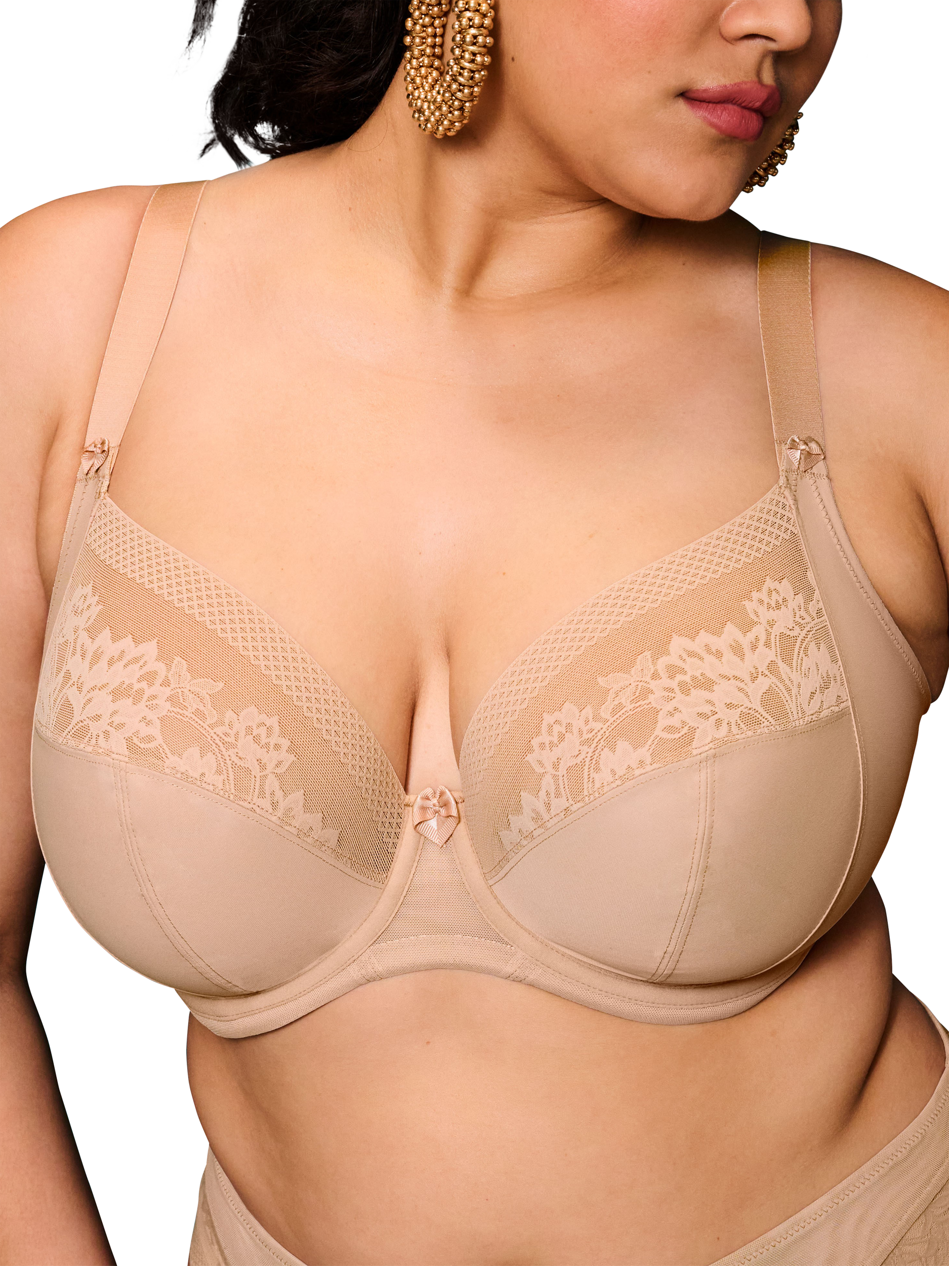 Product image 3 of 4, which shows Elomi Nerina Underwired Plunge Bra, Sahara, 34F