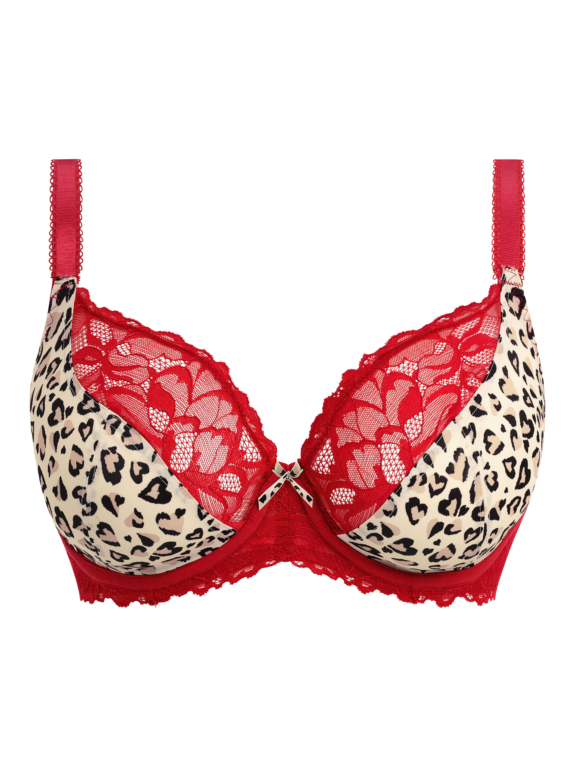 Product image 4 of 4, which shows Freya Cherish Me Underwired Plunge Bra, Red Leopard, 30E