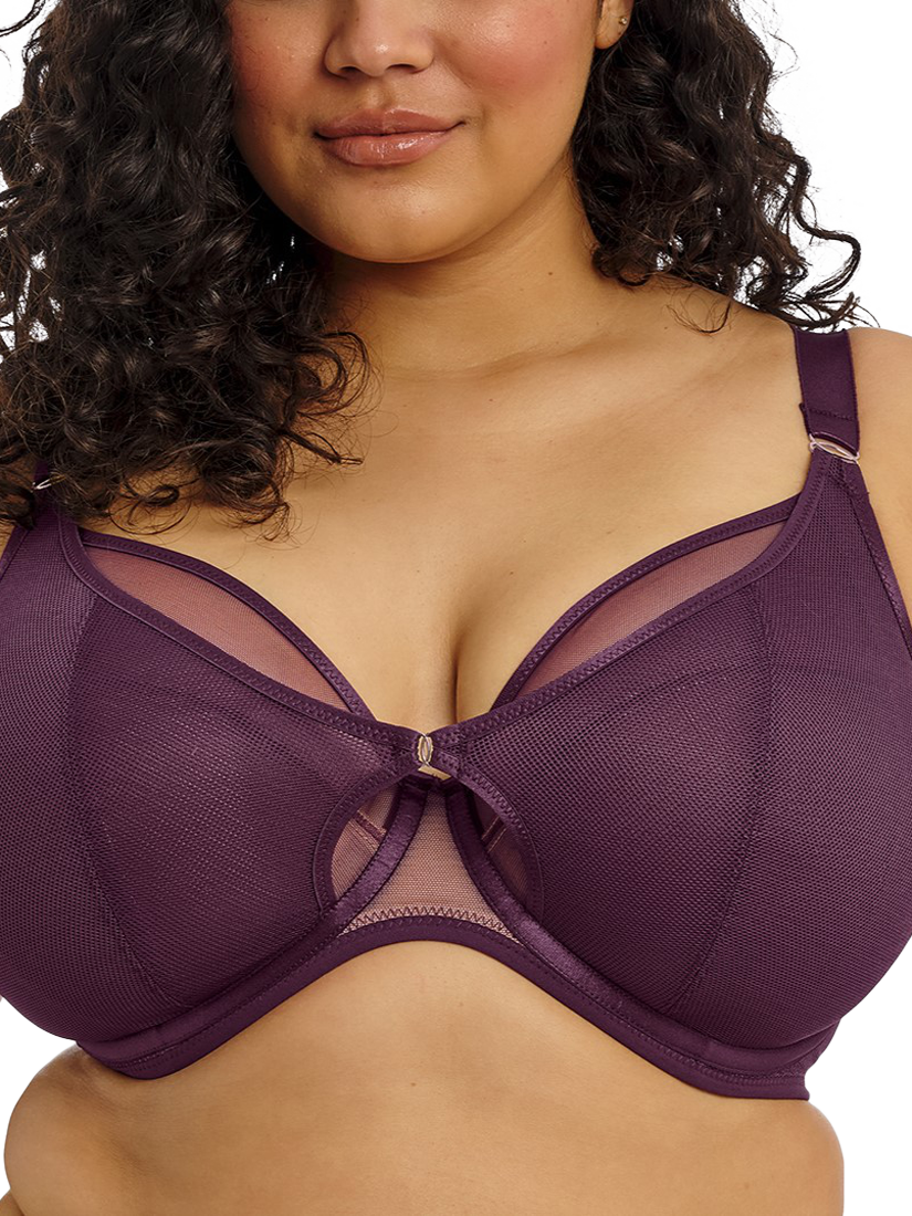 Product image 1 of 6, which shows Elomi Kintai Underwired Plunge Bra, Blackberry, 34G