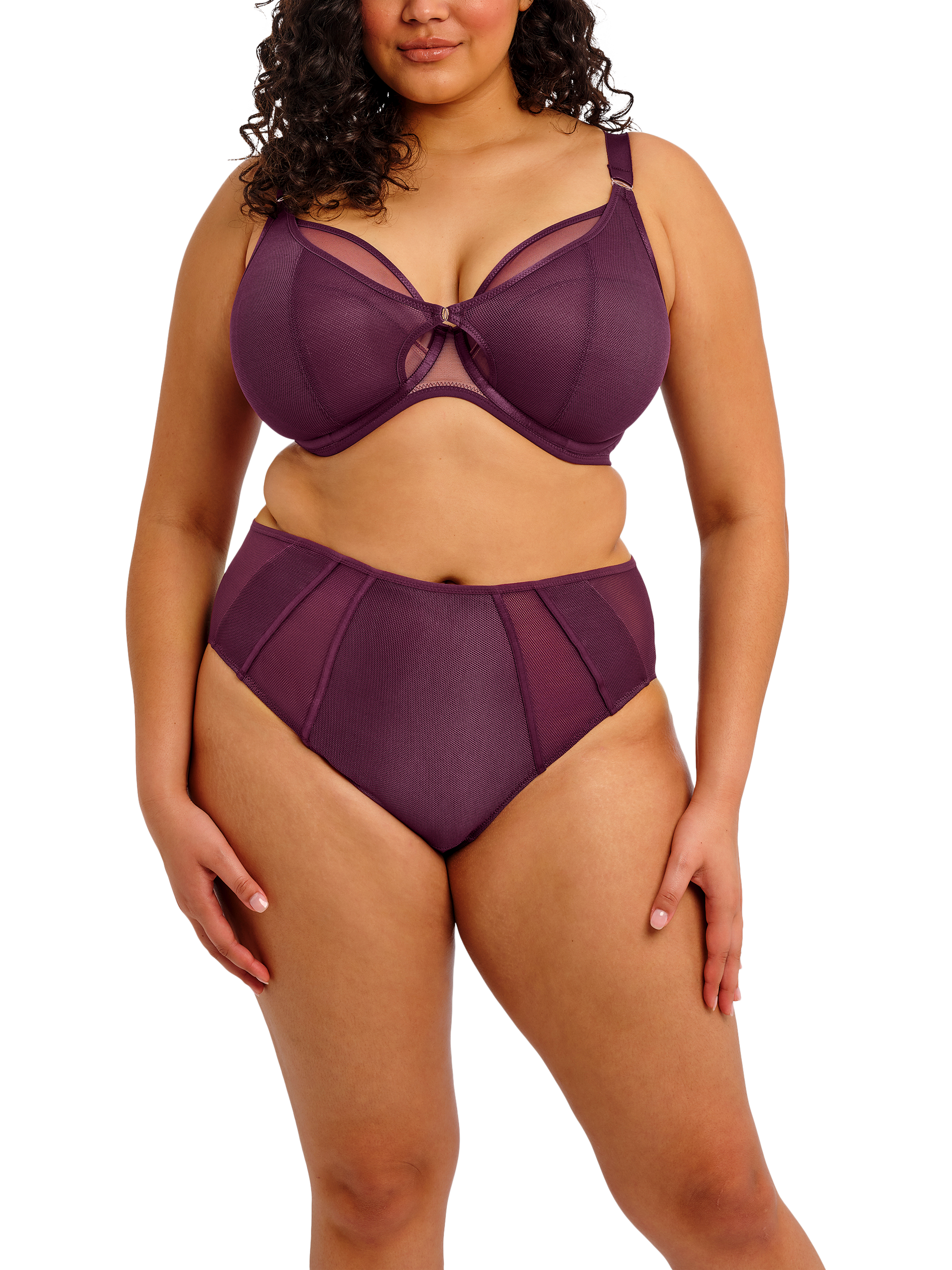 Product image 4 of 6, which shows Elomi Kintai Underwired Plunge Bra, Blackberry, 34G
