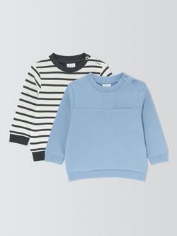 John Lewis Baby Jersey Cotton Sweatshirts, Pack of 2, Blue, Blue
