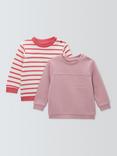 John Lewis Baby Cotton Sweatshirt, Pack of 2, Pink
