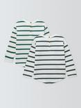 John Lewis Baby Cotton Stripe Long Sleeve T-Shirt, Pack of 2, Blue